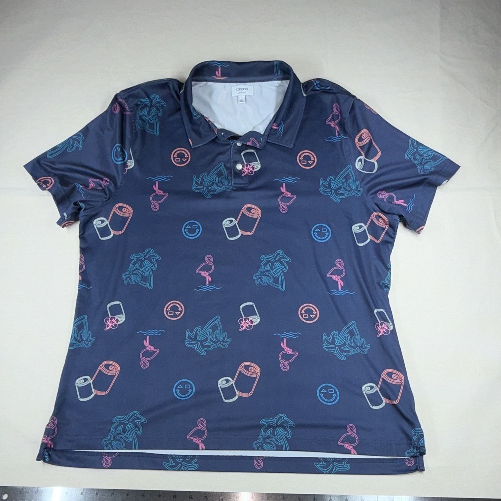 Cabana Crown N Ivy Men's XL Polo Pink Flamingo Beer Golf Shirt